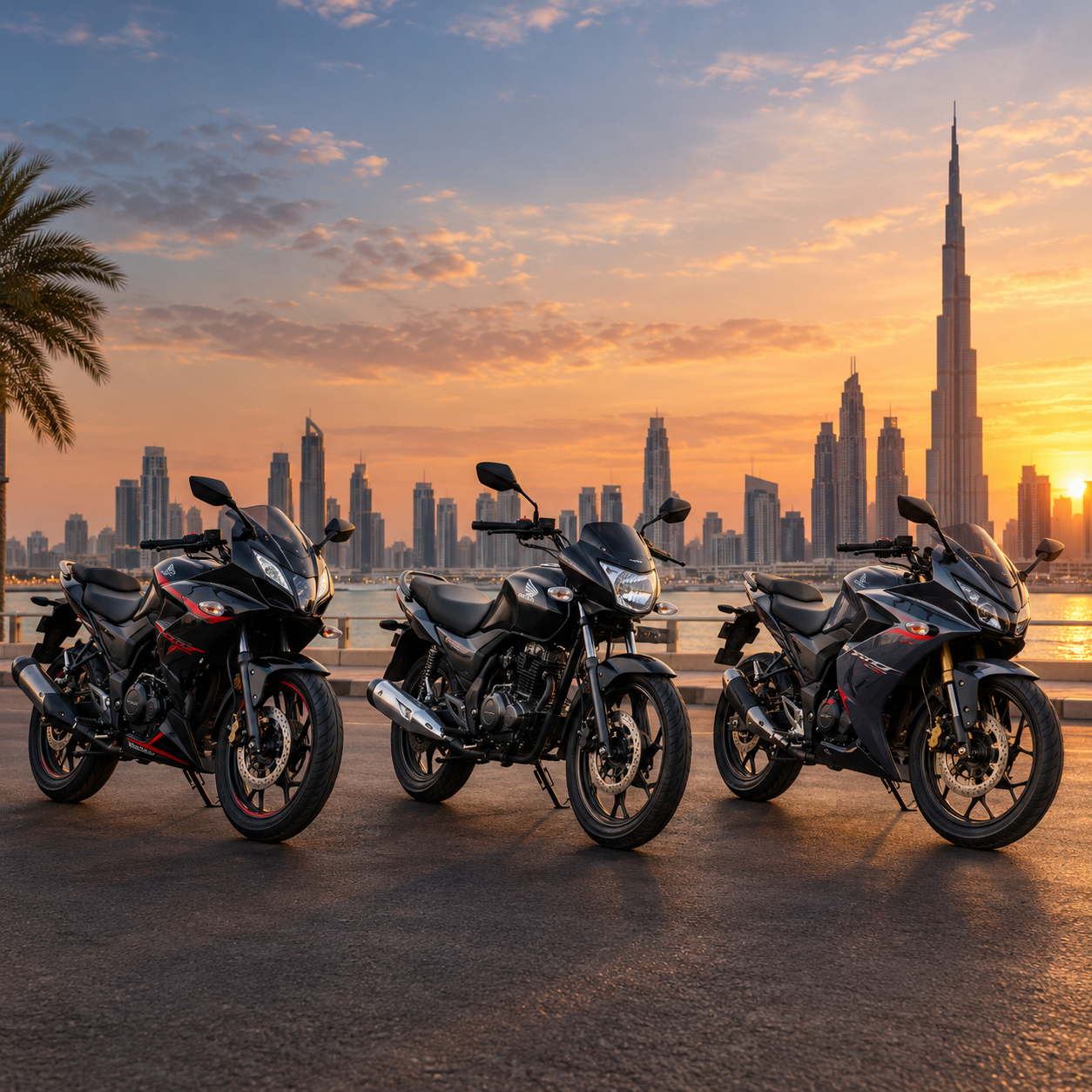 Motorcycle rider on a UAE road representing motorbike insurance