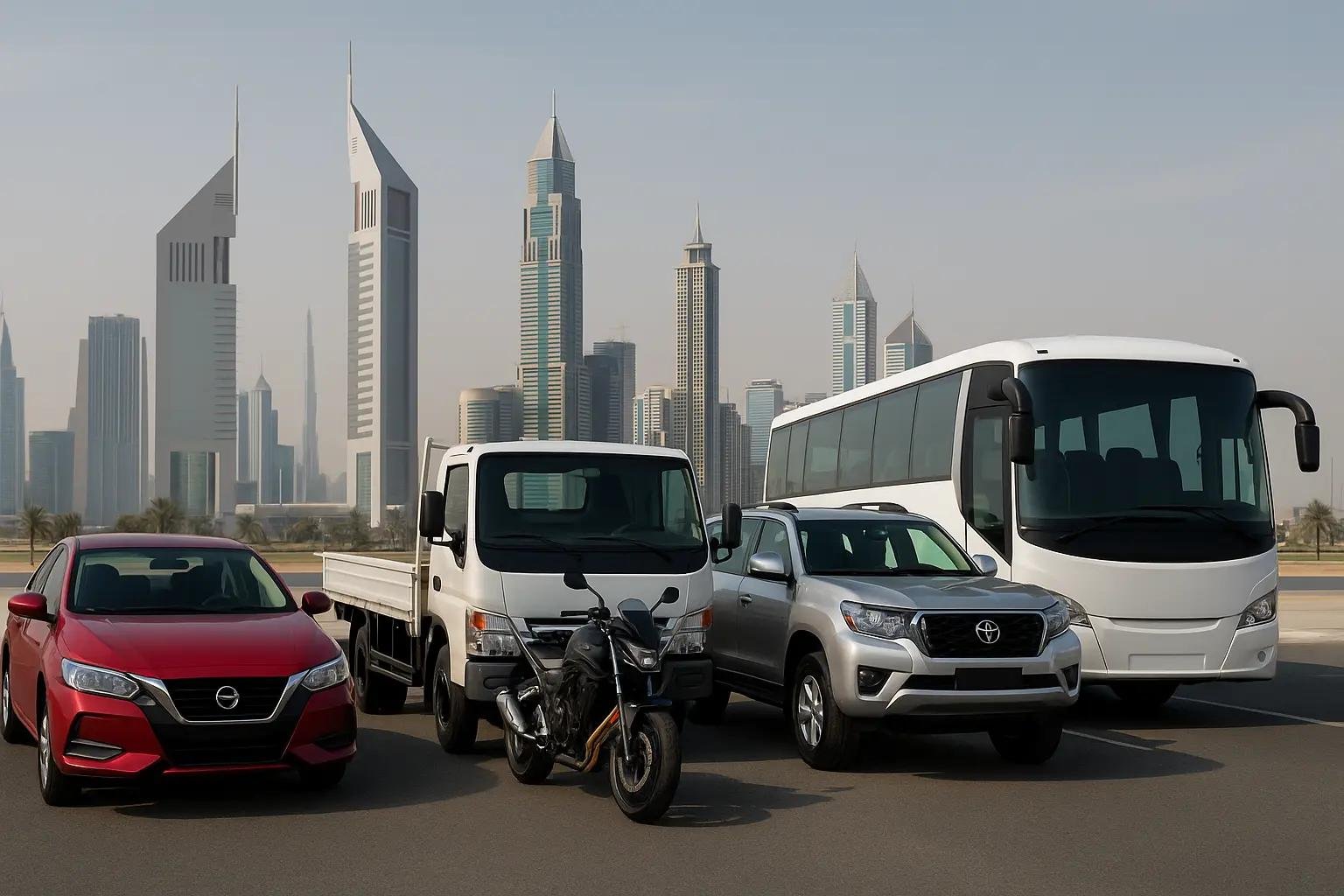 Car on a UAE road representing vehicle insurance